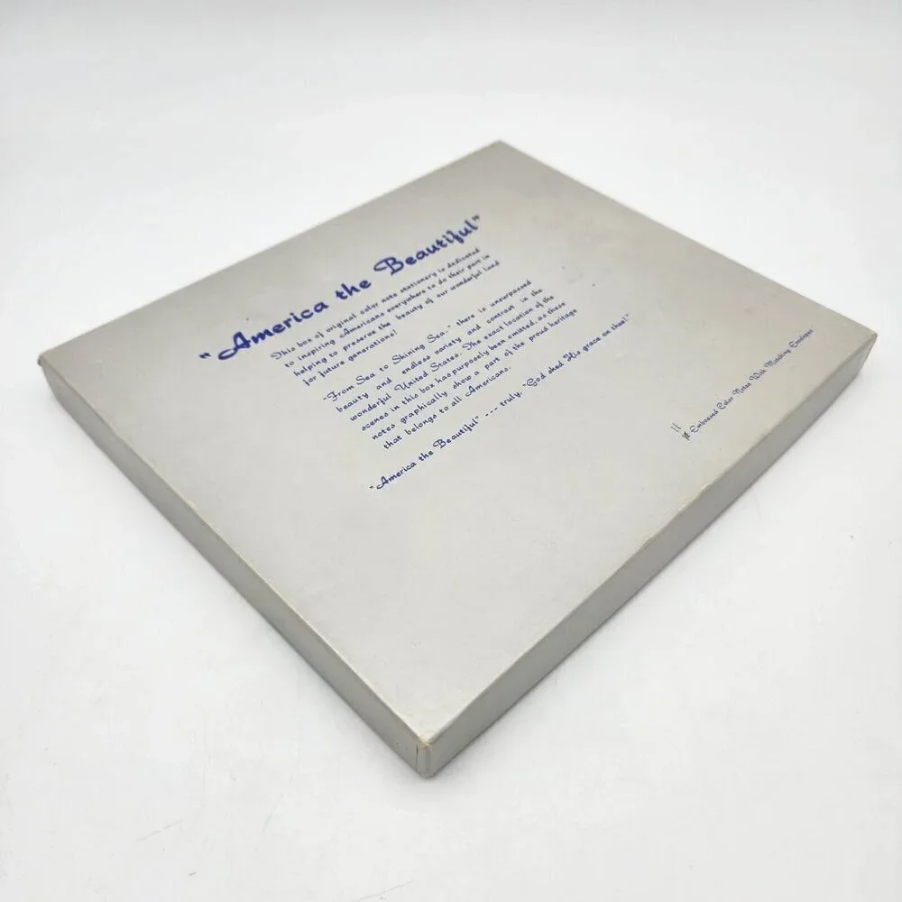 Vintage America The Beautiful 10 Embossed Color Photo Blank Note Cards Envelopes
